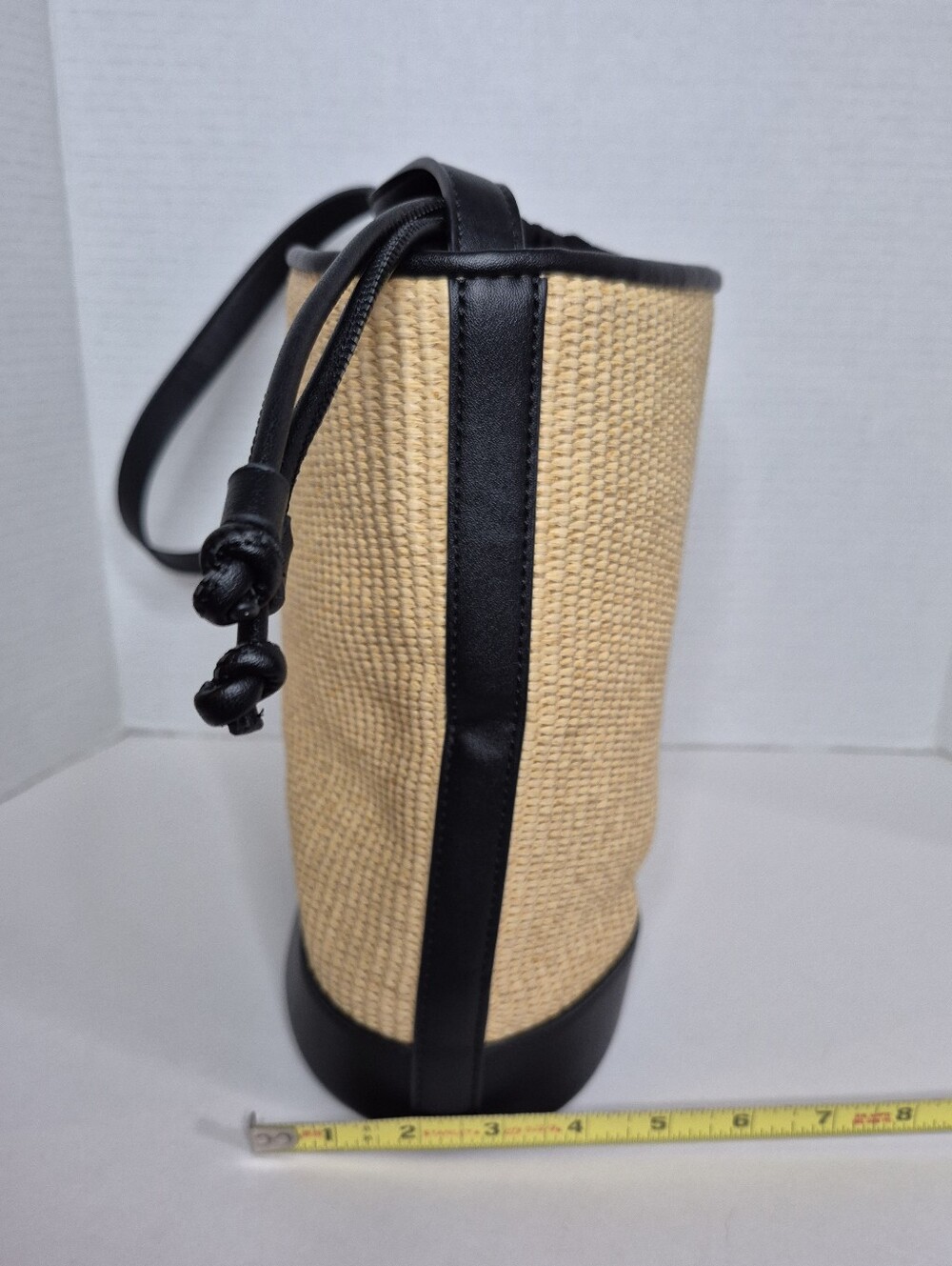 Mango Raffia Effect Medium Bucket Bag Excellent - Picture 11 of 13